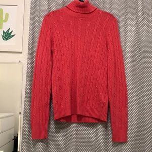 J. Crew Pink Cable knit turtle neck Sweated